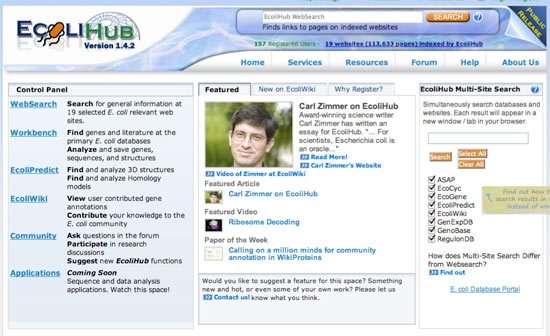 ecoli Hub web site