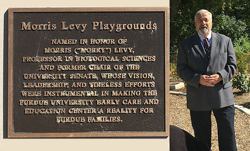 Morris Levy with playground plaque